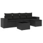 vidaXL Set de sofás de jardín 6 piezas y cojines ratán sintético negro vidaXL Set de sofás de jardín 6 piezas y cojines ratán sintético negro