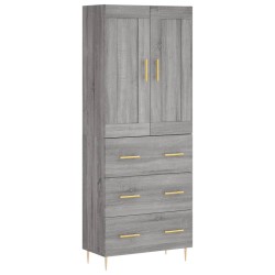vidaXL Aparador alto madera contrachapada gris sonoma 69,5x34x180 cm