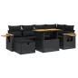 vidaXL Set de comedor de jardín 7 pzas y cojines ratán sintético negro vidaXL Set de comedor de jardín 7 pzas y cojines ratán sintético negro