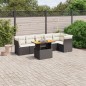 vidaXL Set de comedor de jardín 7 pzas y cojines ratán sintético negro