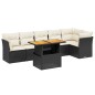 vidaXL Set de comedor de jardín 7 pzas y cojines ratán sintético negro