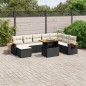 vidaXL Set de sofás de jardín 8 piezas y cojines ratán sintético negro