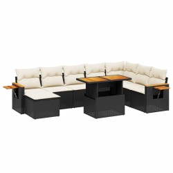 vidaXL Set de sofás de jardín 8 piezas y cojines ratán sintético negro