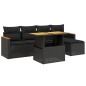 vidaXL Set de sofás de jardín 6 piezas y cojines ratán sintético negro vidaXL Set de sofás de jardín 6 piezas y cojines ratán sintético negro