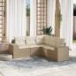 vidaXL Juego de sofás jardín con cojines 5 pzas ratán sintético beige