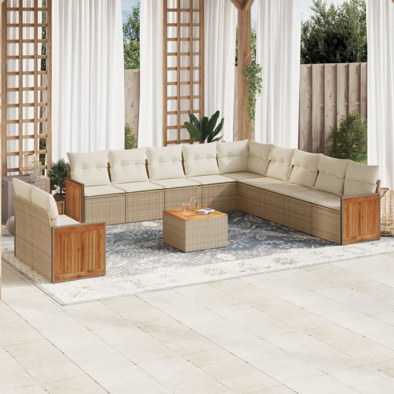 vidaXL Set de sofás de jardín 12 pzas y cojines ratán sintético marrón vidaXL Set de sofás de jardín 12 pzas y cojines ratán sintético marrón