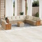 vidaXL Set de sofás de jardín 12 pzas y cojines ratán sintético marrón vidaXL Set de sofás de jardín 12 pzas y cojines ratán sintético marrón