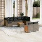 vidaXL Set de sofás de jardín 10 pzas con cojines ratán sintético gris vidaXL Set de sofás de jardín 10 pzas con cojines ratán sintético gris