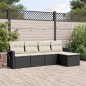 vidaXL Set de muebles de jardín 5 pzas y cojines ratán sintético negro vidaXL Set de muebles de jardín 5 pzas y cojines ratán sintético negro