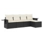 vidaXL Set de muebles de jardín 5 pzas y cojines ratán sintético negro vidaXL Set de muebles de jardín 5 pzas y cojines ratán sintético negro