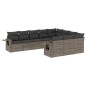 vidaXL Set de sofás de jardín 10 pzas con cojines ratán sintético gris vidaXL Set de sofás de jardín 10 pzas con cojines ratán sintético gris