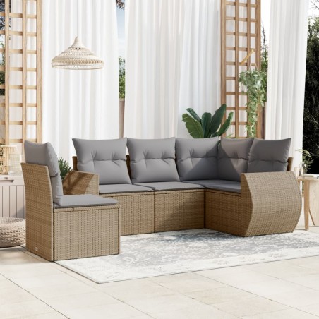 vidaXL Juego de sofás jardín con cojines 6 pzas ratán sintético beige