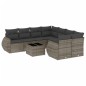 vidaXL Set de muebles de jardín 9 pzas y cojines ratán sintético gris vidaXL Set de muebles de jardín 9 pzas y cojines ratán sintético gris