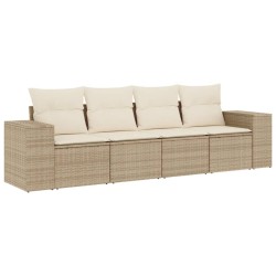 vidaXL Juego de sofás jardín con cojines 4 pzas ratán sintético beige