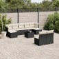 vidaXL Set de sofás de jardín 10 pzas cojines ratán sintético negro vidaXL Set de sofás de jardín 10 pzas cojines ratán sintético negro