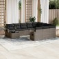 vidaXL Set de sofás de jardín 11 pzas y cojines ratán sintético gris vidaXL Set de sofás de jardín 11 pzas y cojines ratán sintético gris