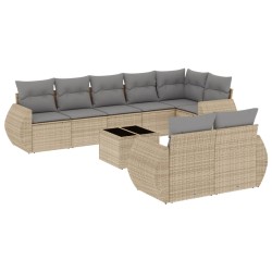 vidaXL Set de sofás de jardín 9 pzas con cojines ratán sintético beige