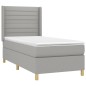vidaXL Cama box spring colchón y luces LED tela gris claro 80x200 cm vidaXL Cama box spring colchón y luces LED tela gris claro 80x200 cm