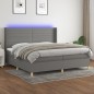 vidaXL Cama box spring colchón y luces LED tela gris claro 200x200 cm vidaXL Cama box spring colchón y luces LED tela gris claro 200x200 cm