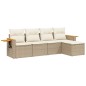 vidaXL Juego de sofás jardín con cojines 5 pzas ratán sintético beige vidaXL Juego de sofás jardín con cojines 5 pzas ratán sintético beige