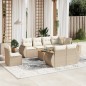 vidaXL Set de sofás de jardín 9 pzas con cojines ratán sintético beige