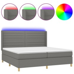 vidaXL Cama box spring colchón y luces LED tela gris claro 200x200 cm