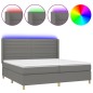 vidaXL Cama box spring colchón y luces LED tela gris claro 200x200 cm vidaXL Cama box spring colchón y luces LED tela gris claro 200x200 cm