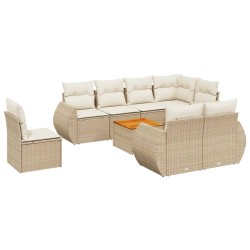 vidaXL Set de sofás de jardín 9 pzas con cojines ratán sintético beige