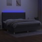 vidaXL Cama box spring colchón y luces LED tela gris claro 200x200 cm vidaXL Cama box spring colchón y luces LED tela gris claro 200x200 cm