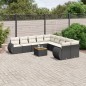 vidaXL Set de sofás de jardín 11 pzas y cojines ratán sintético negro