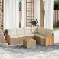 vidaXL Set sofás de jardín 7 piezas y cojines ratán sintético beige vidaXL Set sofás de jardín 7 piezas y cojines ratán sintético beige