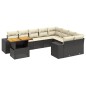 vidaXL Set de sofás de jardín 10 pzas cojines ratán sintético negro vidaXL Set de sofás de jardín 10 pzas cojines ratán sintético negro