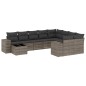 vidaXL Set de sofás de jardín 10 pzas con cojines ratán sintético gris vidaXL Set de sofás de jardín 10 pzas con cojines ratán sintético gris