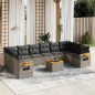 vidaXL Set de sofás de jardín 11 pzas y cojines ratán sintético gris vidaXL Set de sofás de jardín 11 pzas y cojines ratán sintético gris