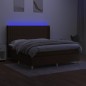 vidaXL Cama box spring colchón luces LED tela marrón oscuro 160x200cm vidaXL Cama box spring colchón luces LED tela marrón oscuro 160x200cm