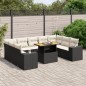 vidaXL Set de sofás de jardín 10 pzas cojines ratán sintético negro vidaXL Set de sofás de jardín 10 pzas cojines ratán sintético negro