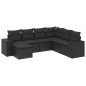vidaXL Set de comedor de jardín 7 pzas y cojines ratán sintético negro vidaXL Set de comedor de jardín 7 pzas y cojines ratán sintético negro