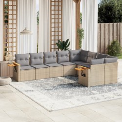 vidaXL Set de sofás de jardín 9 pzas con cojines ratán sintético beige