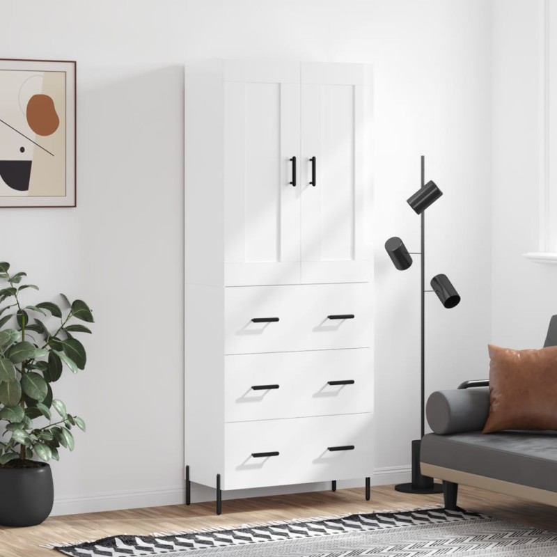 vidaXL Aparador alto madera contrachapada blanco brillo 69,5x34x180 cm vidaXL Aparador alto madera contrachapada blanco brillo 69,5x34x180 cm