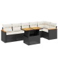 vidaXL Set de comedor de jardín 7 pzas y cojines ratán sintético negro vidaXL Set de comedor de jardín 7 pzas y cojines ratán sintético negro