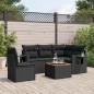 vidaXL Set de sofás de jardín 6 piezas y cojines ratán sintético negro vidaXL Set de sofás de jardín 6 piezas y cojines ratán sintético negro