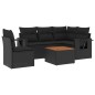 vidaXL Set de sofás de jardín 6 piezas y cojines ratán sintético negro vidaXL Set de sofás de jardín 6 piezas y cojines ratán sintético negro