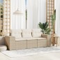 vidaXL Juego de sofás de jardín con cojines beige 3 pzas ratán PE