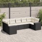vidaXL Set de comedor de jardín 7 pzas y cojines ratán sintético negro