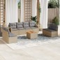 vidaXL Set de sofás de jardín 9 pzas con cojines ratán sintético beige vidaXL Set de sofás de jardín 9 pzas con cojines ratán sintético beige