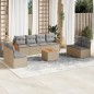 vidaXL Set de sofás de jardín 9 pzas con cojines ratán sintético beige vidaXL Set de sofás de jardín 9 pzas con cojines ratán sintético beige