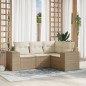 vidaXL Juego de sofás jardín con cojines 4 pzas ratán sintético beige vidaXL Juego de sofás jardín con cojines 4 pzas ratán sintético beige
