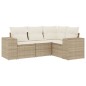 vidaXL Juego de sofás jardín con cojines 4 pzas ratán sintético beige vidaXL Juego de sofás jardín con cojines 4 pzas ratán sintético beige
