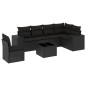 vidaXL Set de comedor de jardín 7 pzas y cojines ratán sintético negro vidaXL Set de comedor de jardín 7 pzas y cojines ratán sintético negro