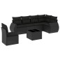 vidaXL Set de comedor de jardín 7 pzas y cojines ratán sintético negro vidaXL Set de comedor de jardín 7 pzas y cojines ratán sintético negro